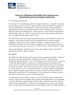 Client Alert: NLRB Delivers Major Holiday Gift to Organized Labor