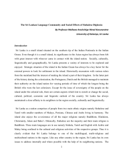 1 The Sri Lankan Language Community and Social Effects of
