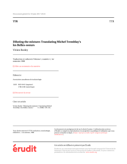 Diluting the mixture: Translating Michel Tremblay`s les Belles