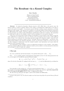 The Resultant via a Koszul Complex