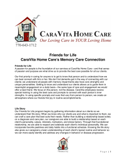 Friends for Life CaraVita Home Care`s Memory Care Connection