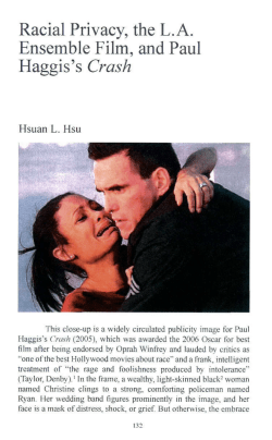 Racial Privacy, the L.A. Ensemble Film, and Paul Haggis`s Crash