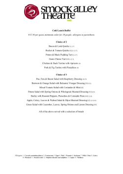 Cold Lunch Buffet &euro;12.50 per guest, minimum order for 20 people