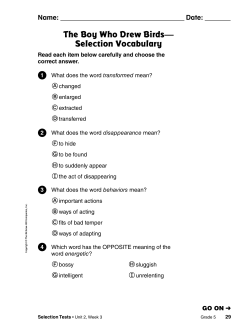 The Boy Who Drew Birds&mdash; Selection Vocabulary