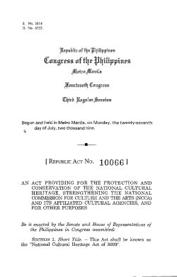 ra 10066 s. No. 3014 H. No. 6733 2J\rJlublir llf fqr JqiliJlJlinrz