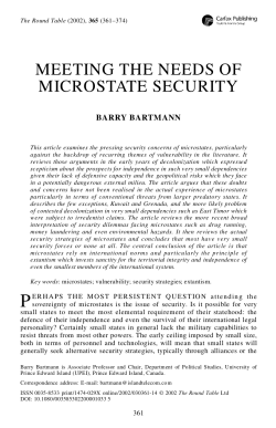 MEETING THE NEEDS OF MICROSTATE SECURITY
