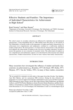 Effective Students and Families: The Importance of Individual