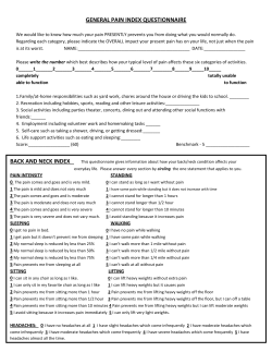 GENERAL PAIN INDEX QUESTIONNAIRE