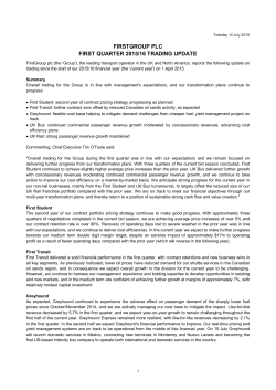 FIRSTGROUP PLC FIRST QUARTER 2015/16 TRADING UPDATE
