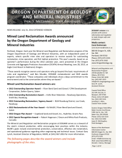 DOGAMI news release 07/31/13 (extended version): Mined Land