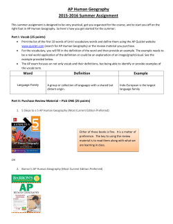 AP Human Geography 2015-2016 Summer