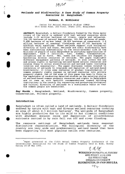 A Case Study of Common Property Resources in Bangladesh