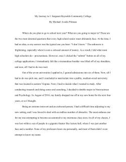 My Journey to J. Sargeant Reynolds Community College By Michael