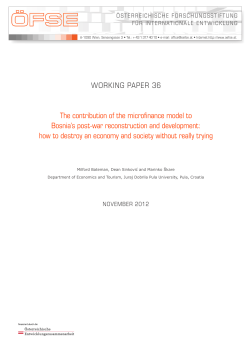 The contribution of the microfinance model to Bosnia`s post