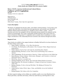 American Intellectual and Cultural History: Cultures of US Capitalism
