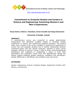 Commitment to Graduate Studies and Careers in Science and