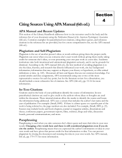 Citing Sources Using APA Manual (6th ed.) APA Manual and Recent
