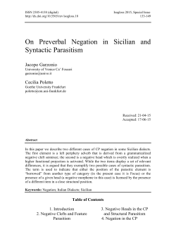 On Preverbal Negation in Sicilian and Syntactic Parasitism