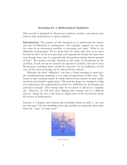 Searching for a Mathematical Definition This exercise is designed