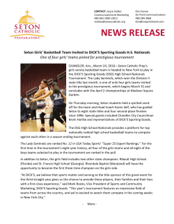 NEWS RELEASE - Seton Catholic Preparatory