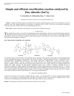 Simple and efficient esterification reaction catalyzed by Zinc chloride