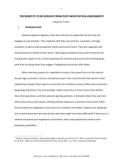 the benefits to be derived from post-negotiation assessments