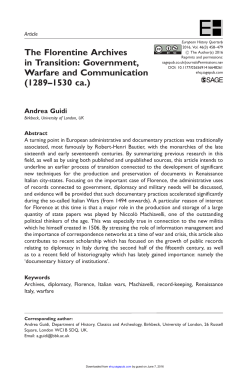 Government, Warfare and Communication (1289&ndash;1530 ca.)