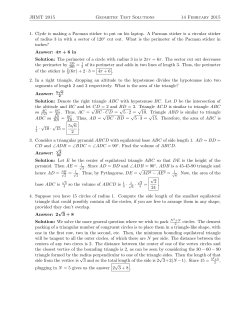 JHMT 2015 Geometry Test Solutions 14 February 2015 1. Clyde is
