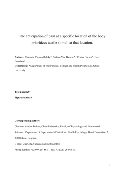 The anticipation of pain at a specific location of the body prioritizes