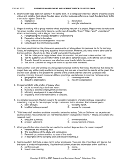 2013 ICDC Business Management and Administration Cluster exam