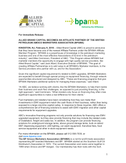 For Immediate Release ALLIED BRAND CAPITAL BECOMES