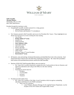 Staff Assembly Meeting Minutes Wednesday, May 18, 2016 Blow
