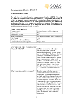 MSc Political Economy Of Development Programme Specification
