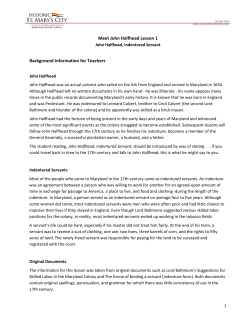 Lesson 1, Indentured Servant