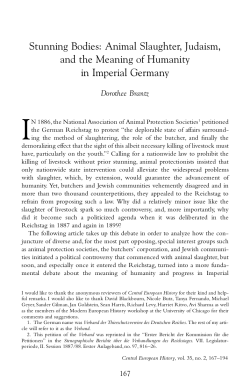 Stunning Bodies: Animal Slaughter, Judaism, and the Meaning of