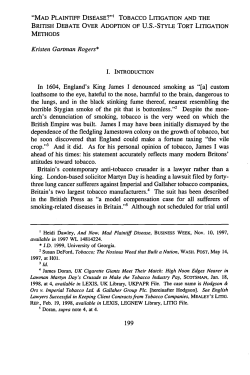 "Mad Plaintiff Disease?" Tobacco Litigation and the British Debate