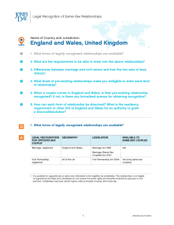 England and Wales - Legal Recognition of Same