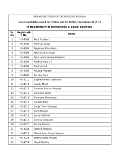 INDIAN INSTITUTE OF TECHNOLOGY BOMBAY List of