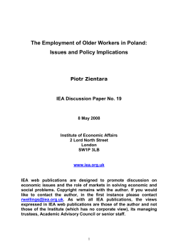 The Employment of Older Workers in Poland: Issues and Policy