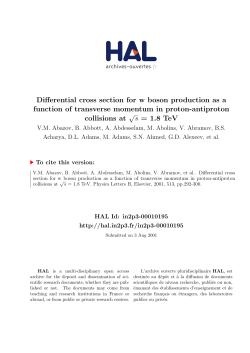Differential cross section for w boson production as a function