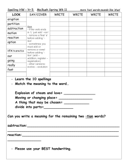 - Learn the 10 spellings - Match the meaning to the word