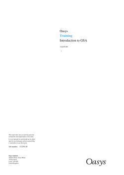 Oasys Training Introduction to GSA