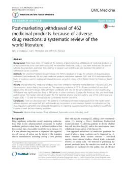 Post-marketing withdrawal of 462 medicinal products because of