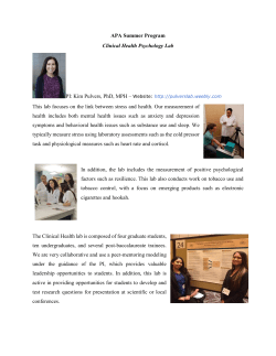 APA Summer Program Clinical Health Psychology Lab PI: Kim