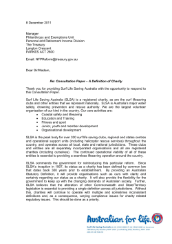 Surf Life Saving Australia - Submission to A Definition of a Charity