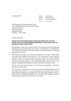 18 March 2005 The Honourable Christine Robertson MLC Chair