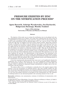 PRESSURE ExERTED By ZInC On THE nITRIFICATIOn PROCESS*