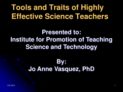 Tools and Traits of Highly Effective Science Teachers