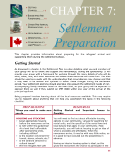 Settlement Preparation - Refugee Sponsorship Training Program