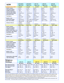 Five-Year Academic Calendar